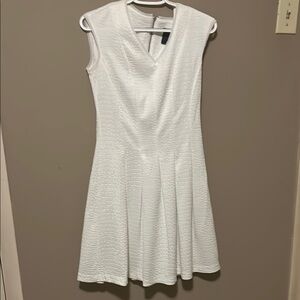 Gabby Skye White Pleated Midi Dress V-Neck Sleeveless
